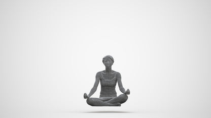 3D human model woman sport, photogrammetry scanned person for archviz, three-quarter front view render