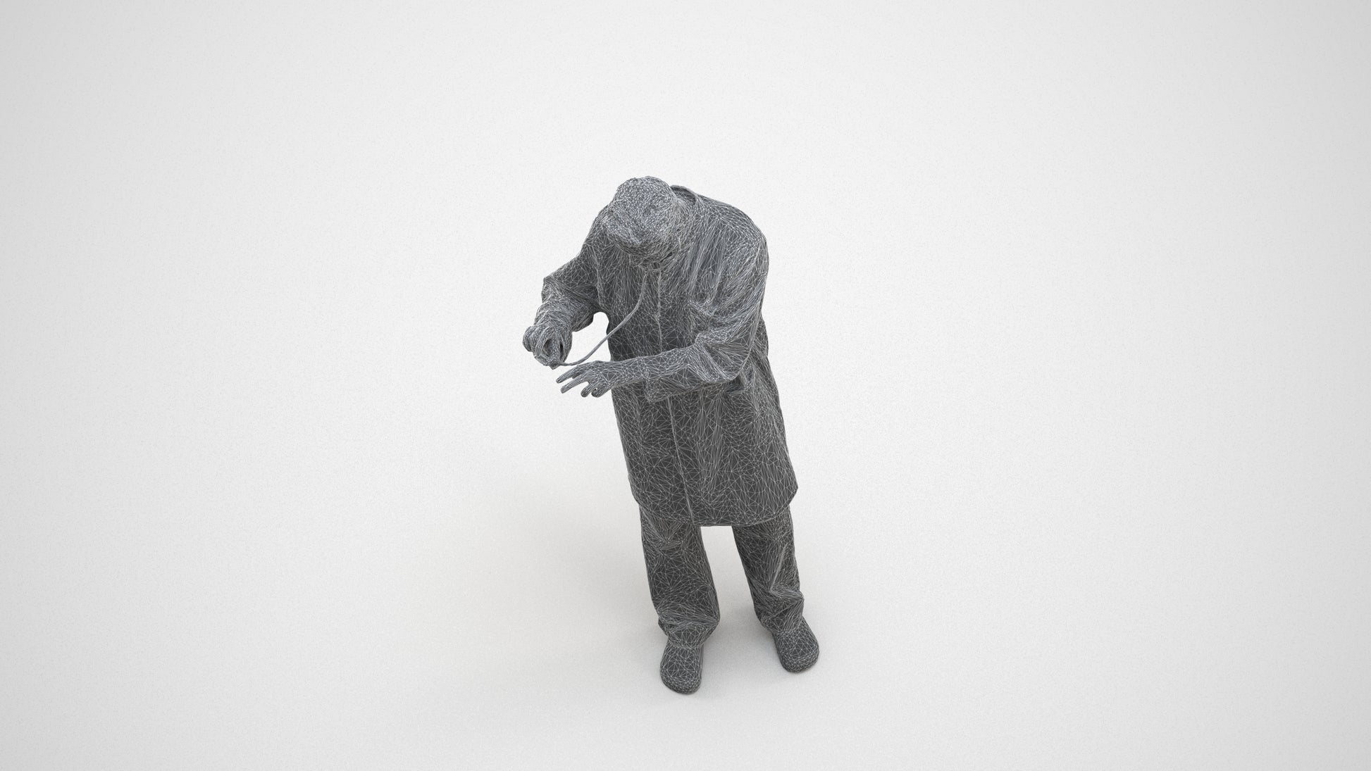 realistic 3D people man medical, render-ready for V-Ray and Corona, FBX OBJ, wireframe three-quarter view