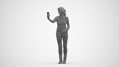 photogrammetry 3D senior woman casual standing, realistic human model archviz FBX, three-quarter front view render