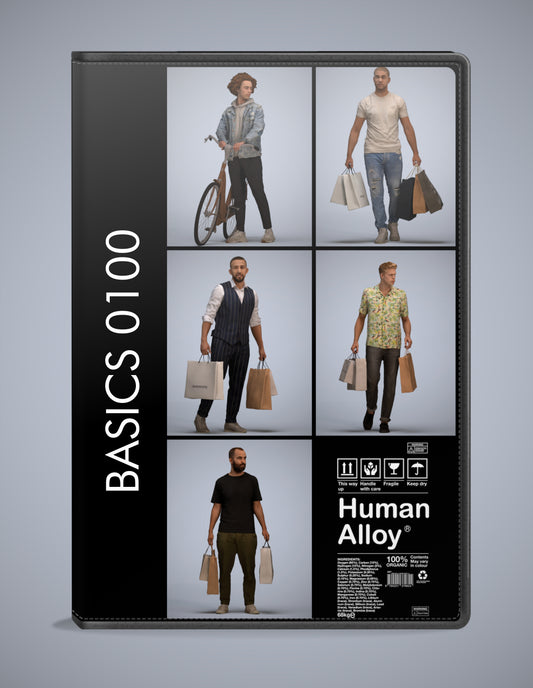 5x realistic 3D people shopping pack, scanned archviz collection for Blender and 3ds Max
