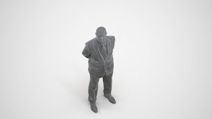 3D people model senior man business mix, scanned human for 3ds Max rendering, wireframe three-quarter view