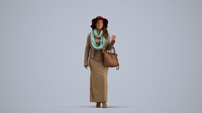 realistic 3D human woman casual standing, archviz people FBX OBJ for Blender, standing pose render
