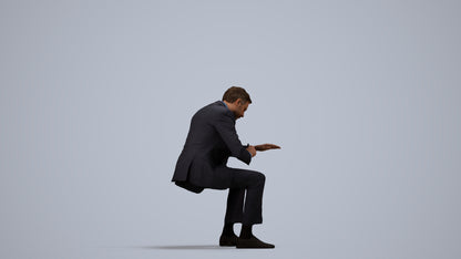 3D people model man business, scanned human for 3ds Max rendering, side view render