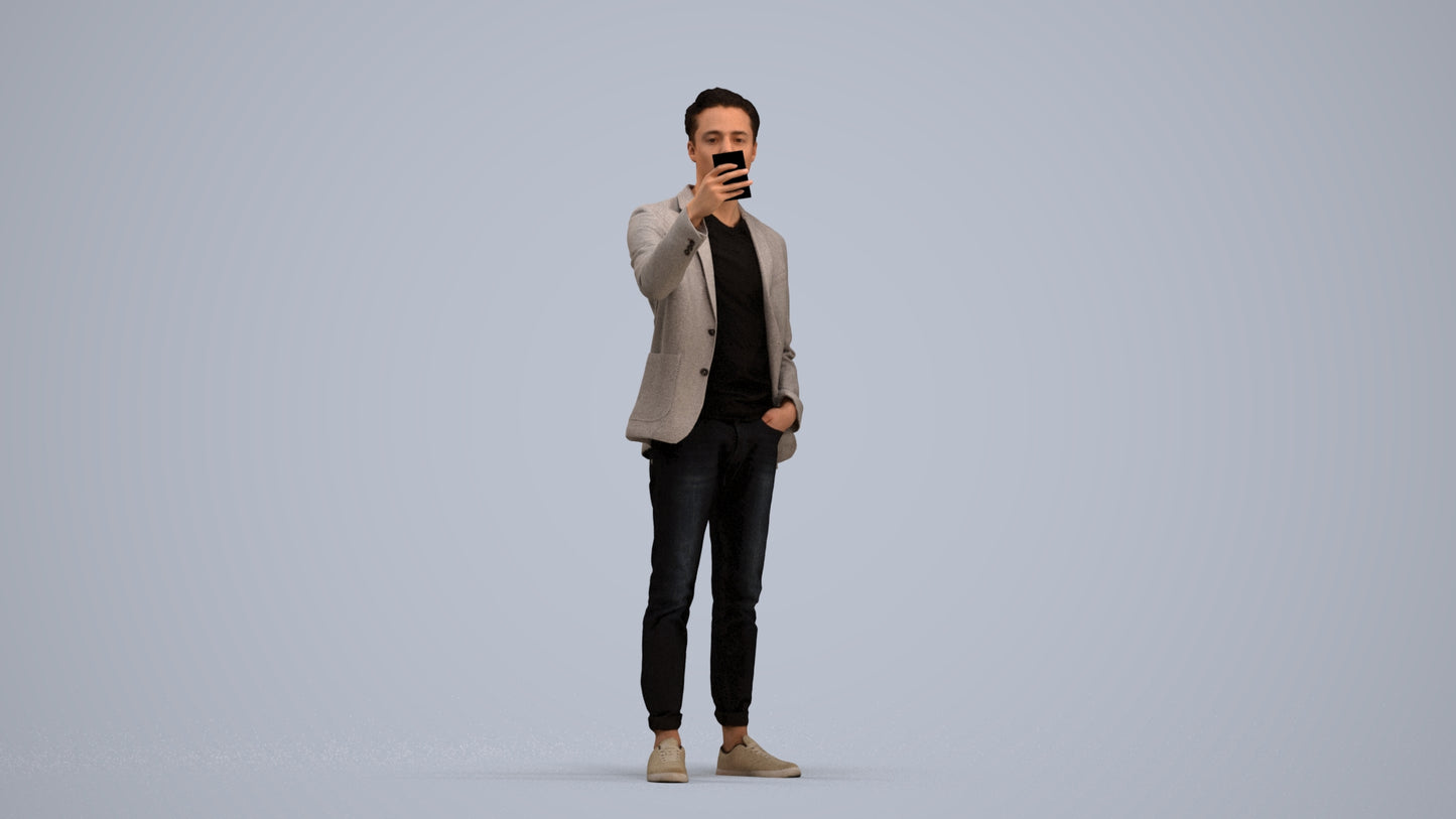 realistic 3D people man business standing, render-ready for V-Ray and Corona, FBX OBJ, standing pose render
