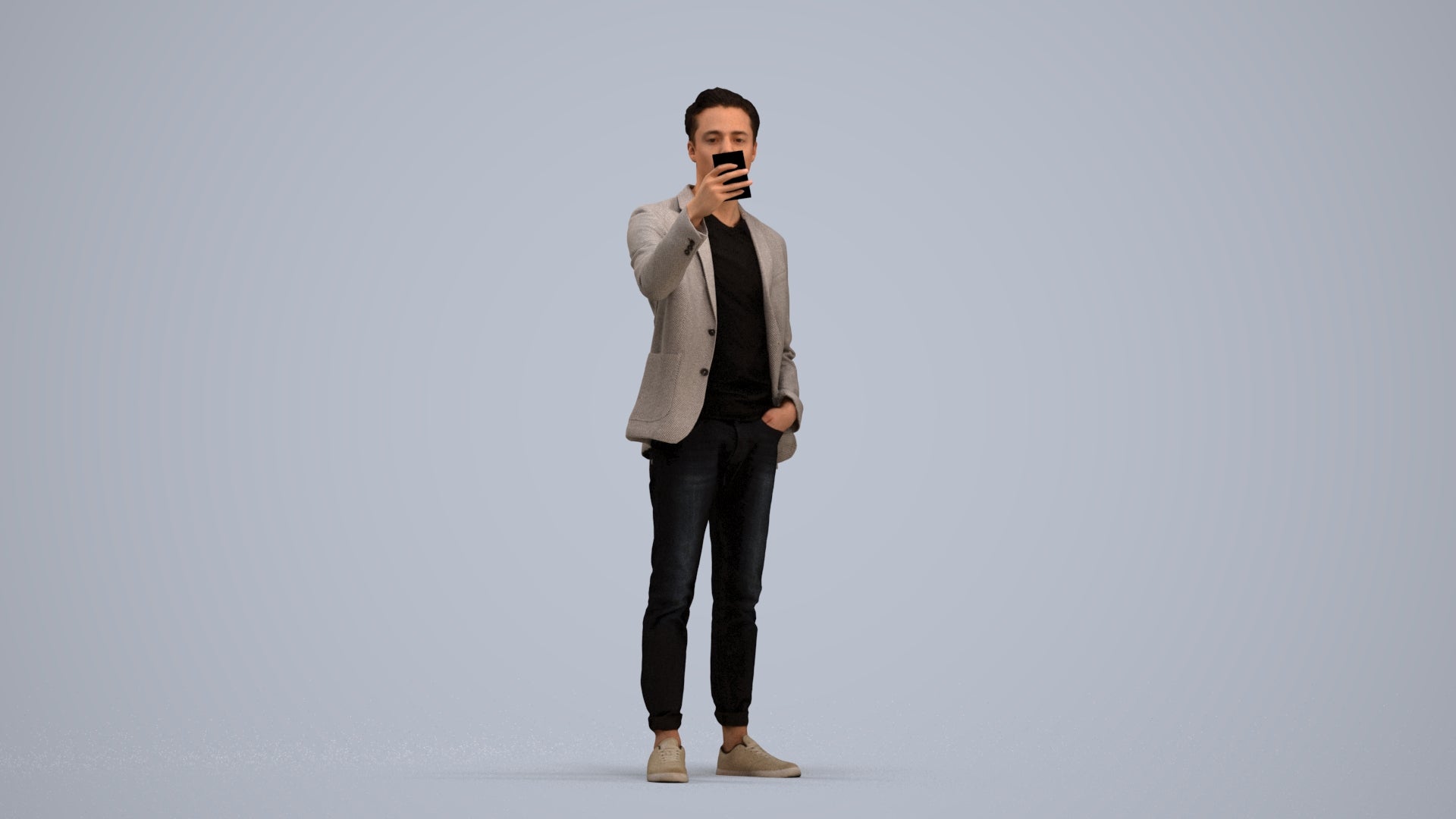 realistic 3D people man business standing, render-ready for V-Ray and Corona, FBX OBJ, standing pose render