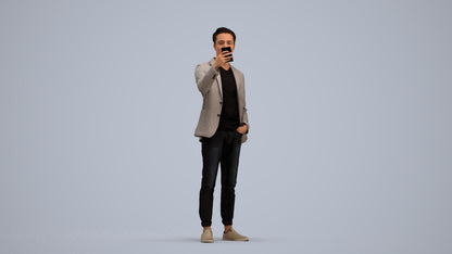 realistic 3D people man business standing, render-ready for V-Ray and Corona, FBX OBJ, standing pose render