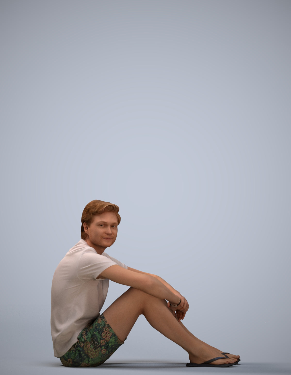3D human model man casual pool, photogrammetry scanned person for archviz