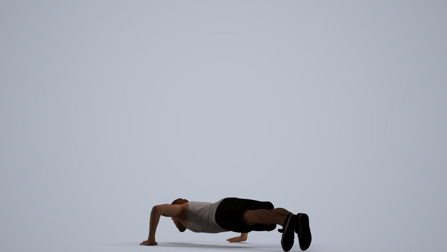 3D people model man sport, scanned human for 3ds Max rendering, front view render