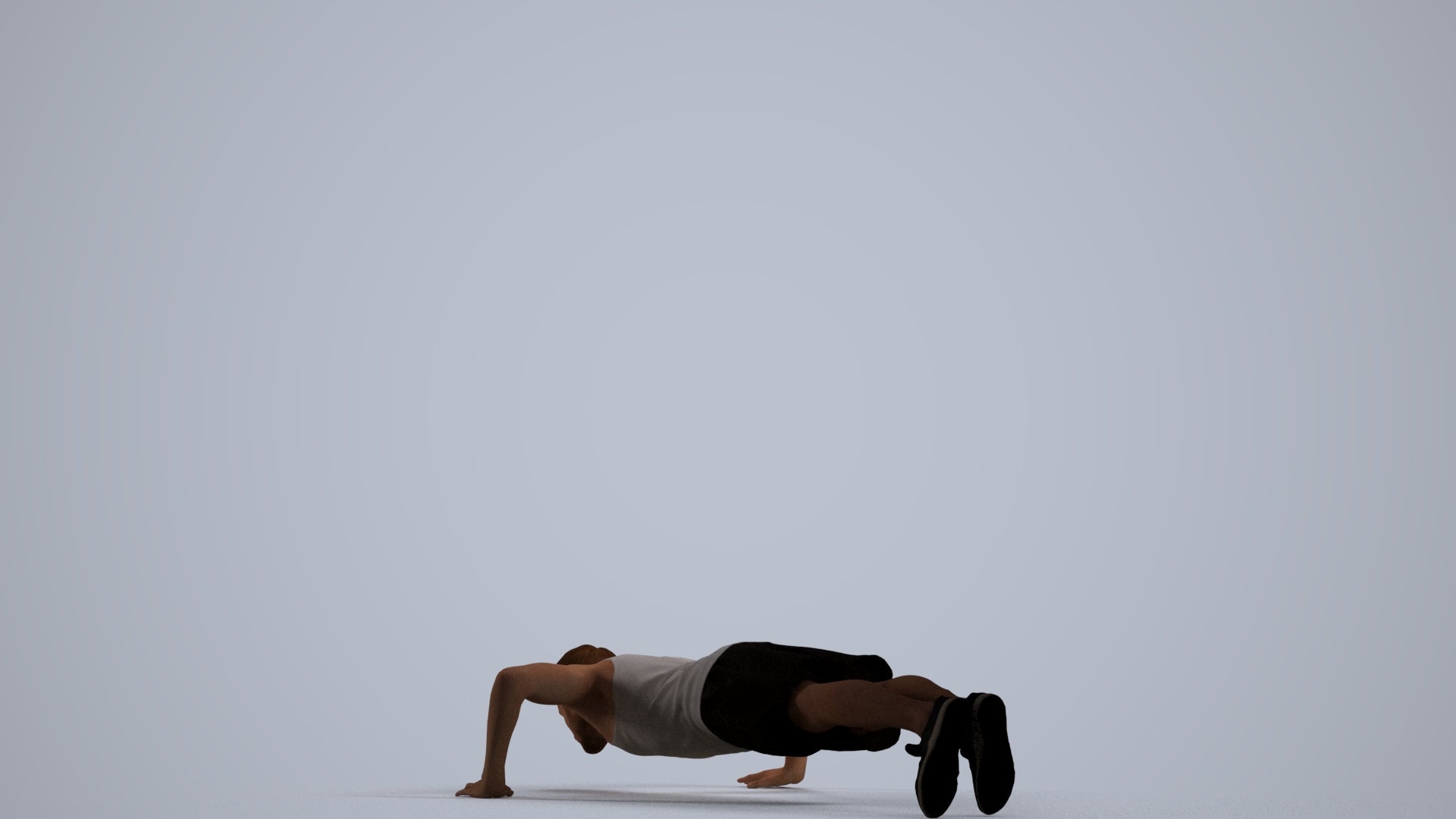 3D people model man sport, scanned human for 3ds Max rendering, front view render