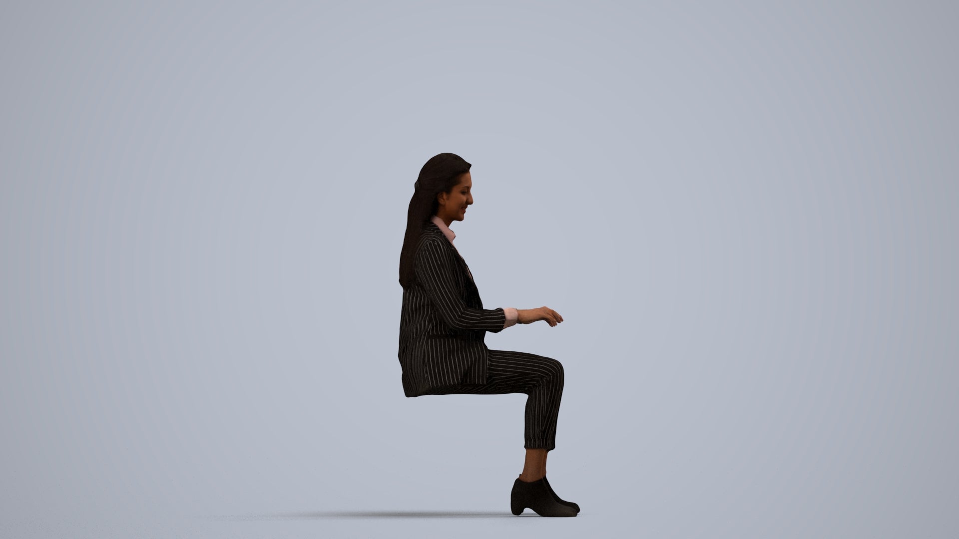 scanned 3D woman business, photogrammetry people for Enscape and V-Ray, side view render