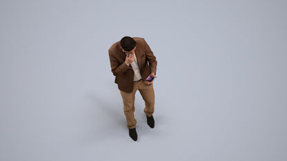 3D people model man business walking, scanned human for 3ds Max rendering, back view render
