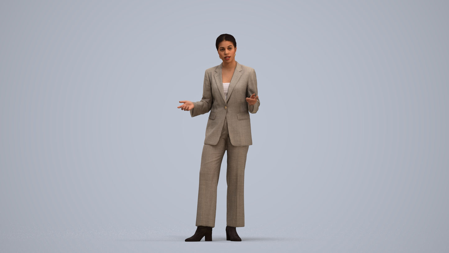 realistic 3D woman business, scanned archviz people for Blender and 3ds Max, standing pose render