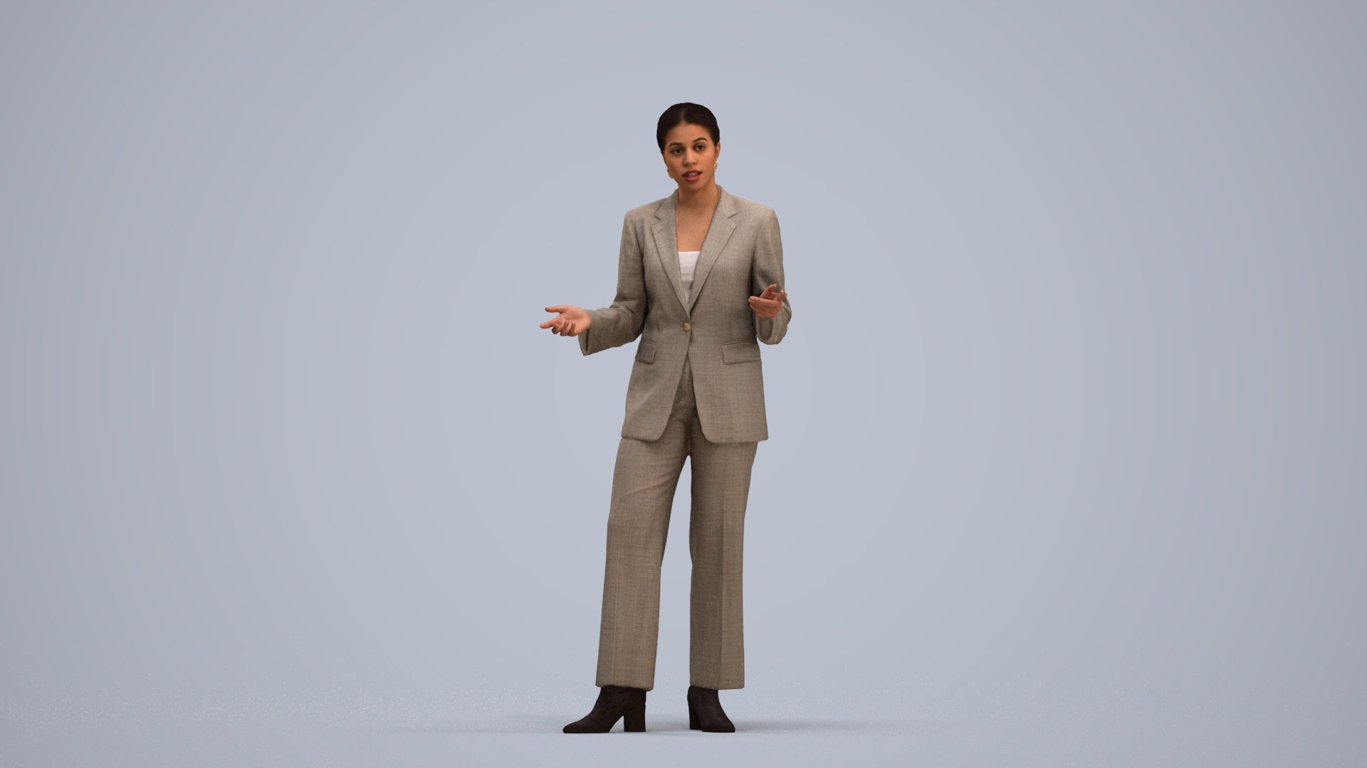 realistic 3D woman business, scanned archviz people for Blender and 3ds Max, standing pose render