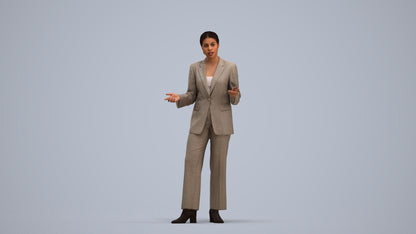 realistic 3D woman business, scanned archviz people for Blender and 3ds Max, standing pose render