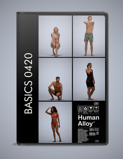 photogrammetry 3D people pool collection, 5 realistic human models archviz FBX