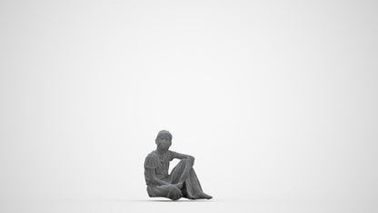 3D people model girl casual kids, scanned human for 3ds Max rendering, wireframe back view