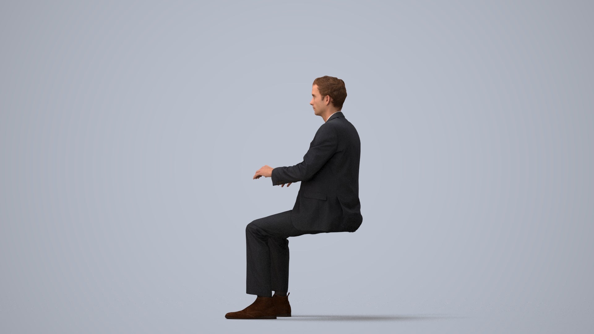 3D scanned man business, photorealistic archviz people for Enscape and SketchUp, three-quarter view render
