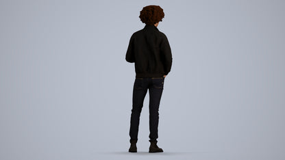 realistic 3D people man casual standing, render-ready for V-Ray and Corona, FBX OBJ, front view render