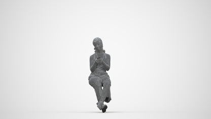 realistic 3D girl casual kids, scanned archviz people for Blender and 3ds Max, wireframe back view