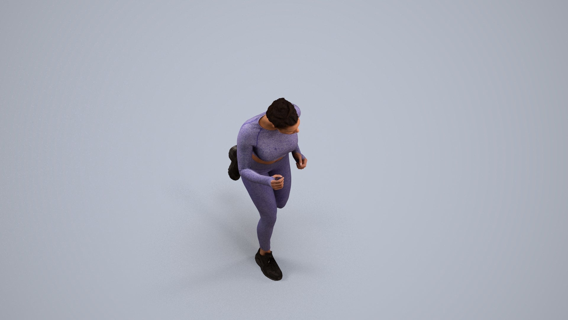3D human model woman sport, photogrammetry scanned person for archviz, back view render
