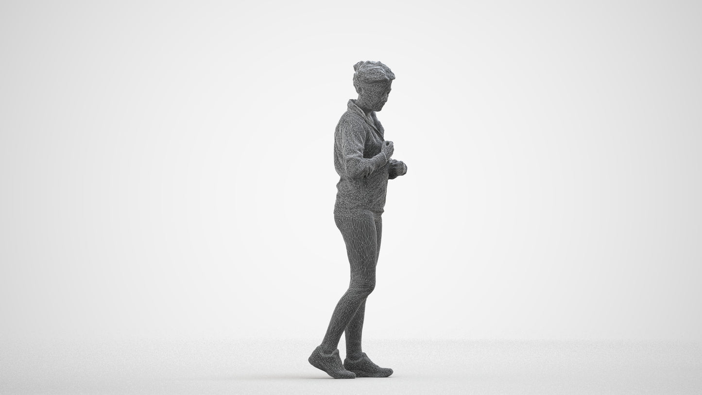 3D people model woman sport, scanned human for 3ds Max rendering, wireframe side view