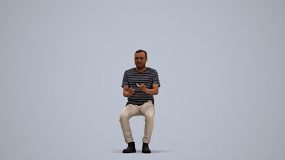 realistic 3D people man casual sitting, render-ready for V-Ray and Corona, FBX OBJ, standing pose render