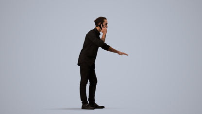 3D people model man casual standing, scanned human for 3ds Max rendering, side view render