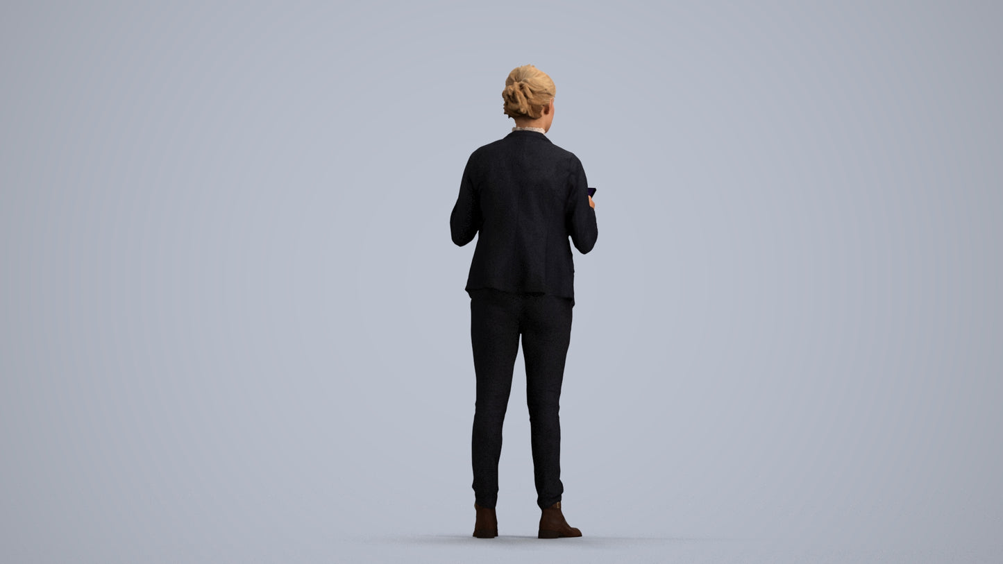 scanned 3D woman business, photogrammetry people for Enscape and V-Ray, front view render