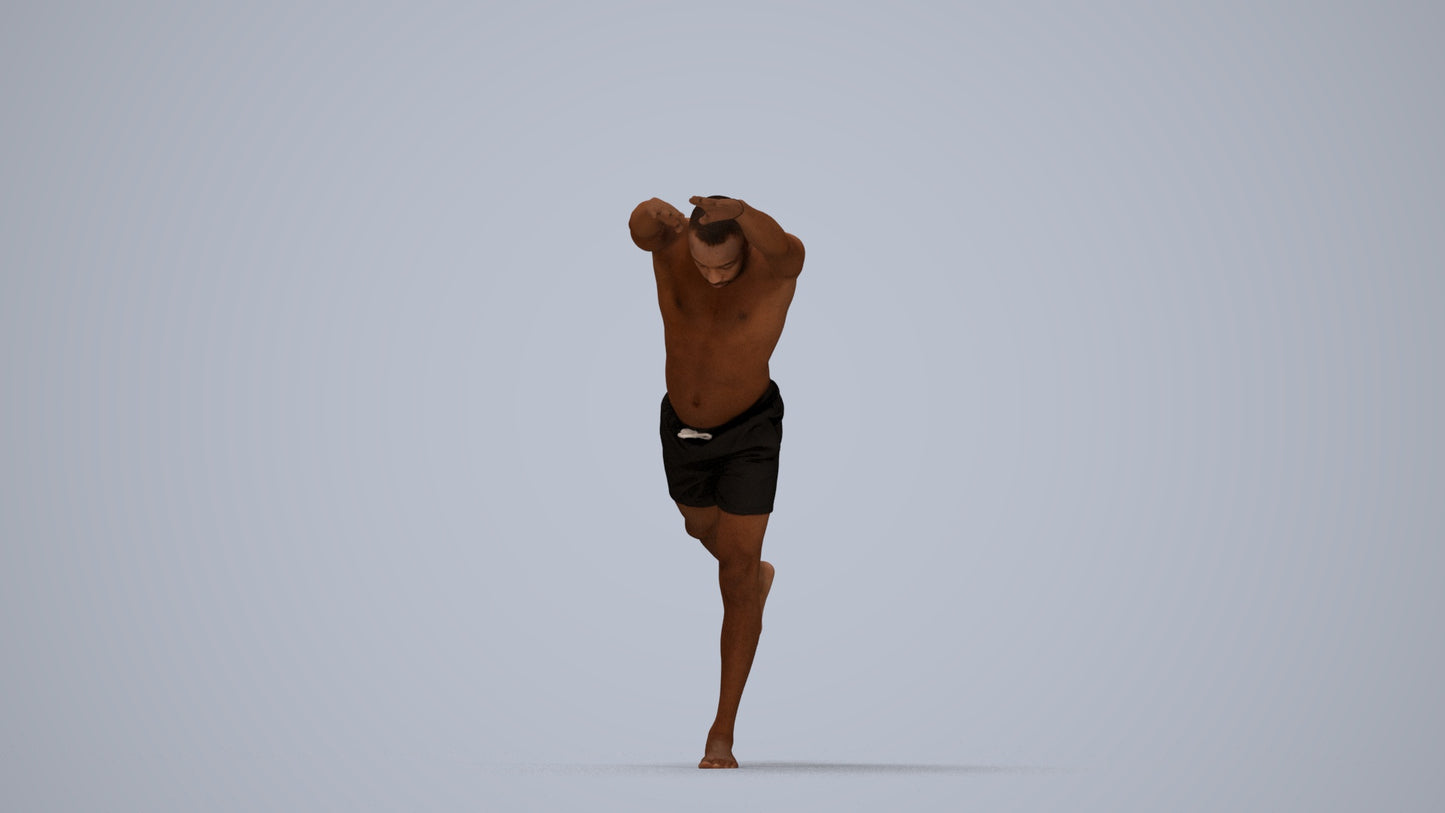 photogrammetry 3D man pool, realistic human model archviz FBX, top-down view render