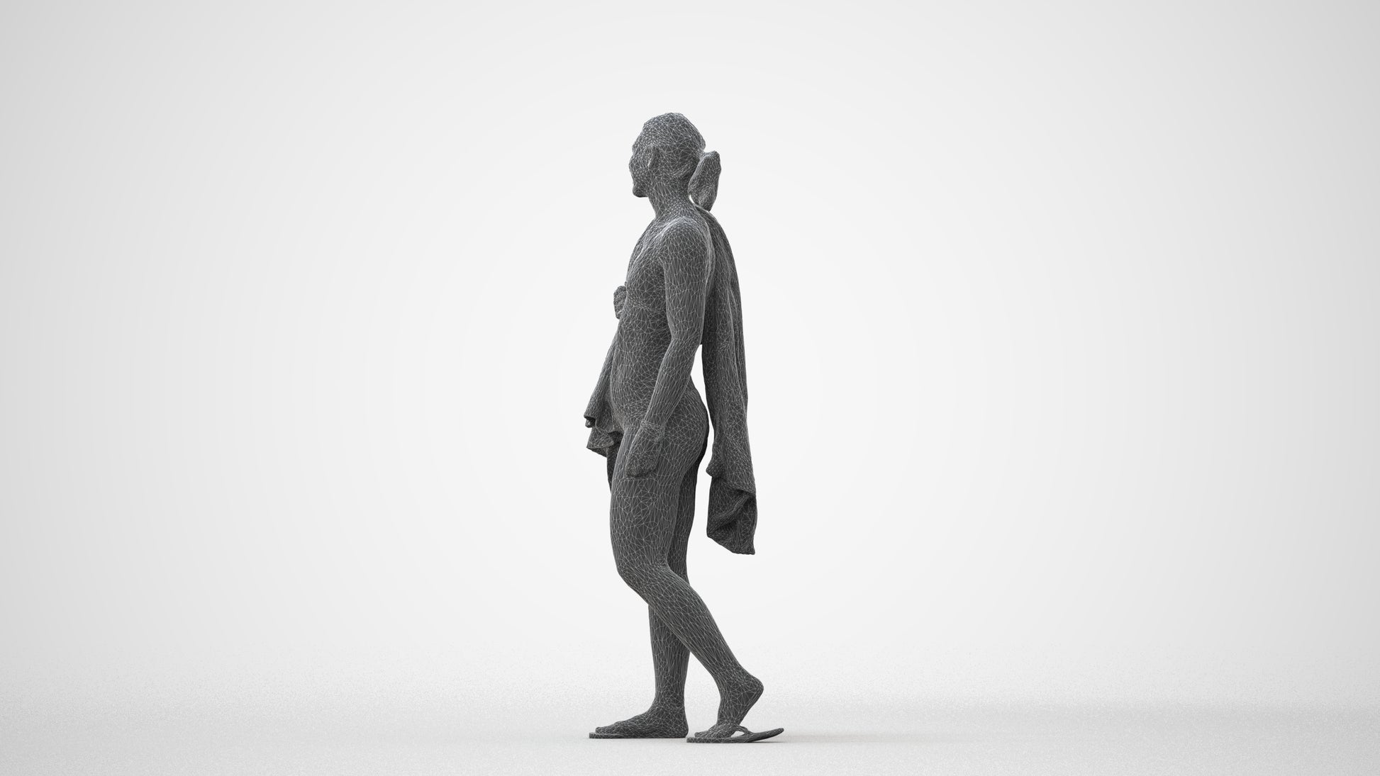 realistic 3D woman pool, scanned archviz people for Blender and 3ds Max, square thumbnail