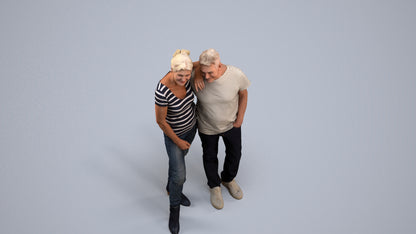 realistic 3D senior woman casual standing, scanned archviz people for Blender and 3ds Max, back view render