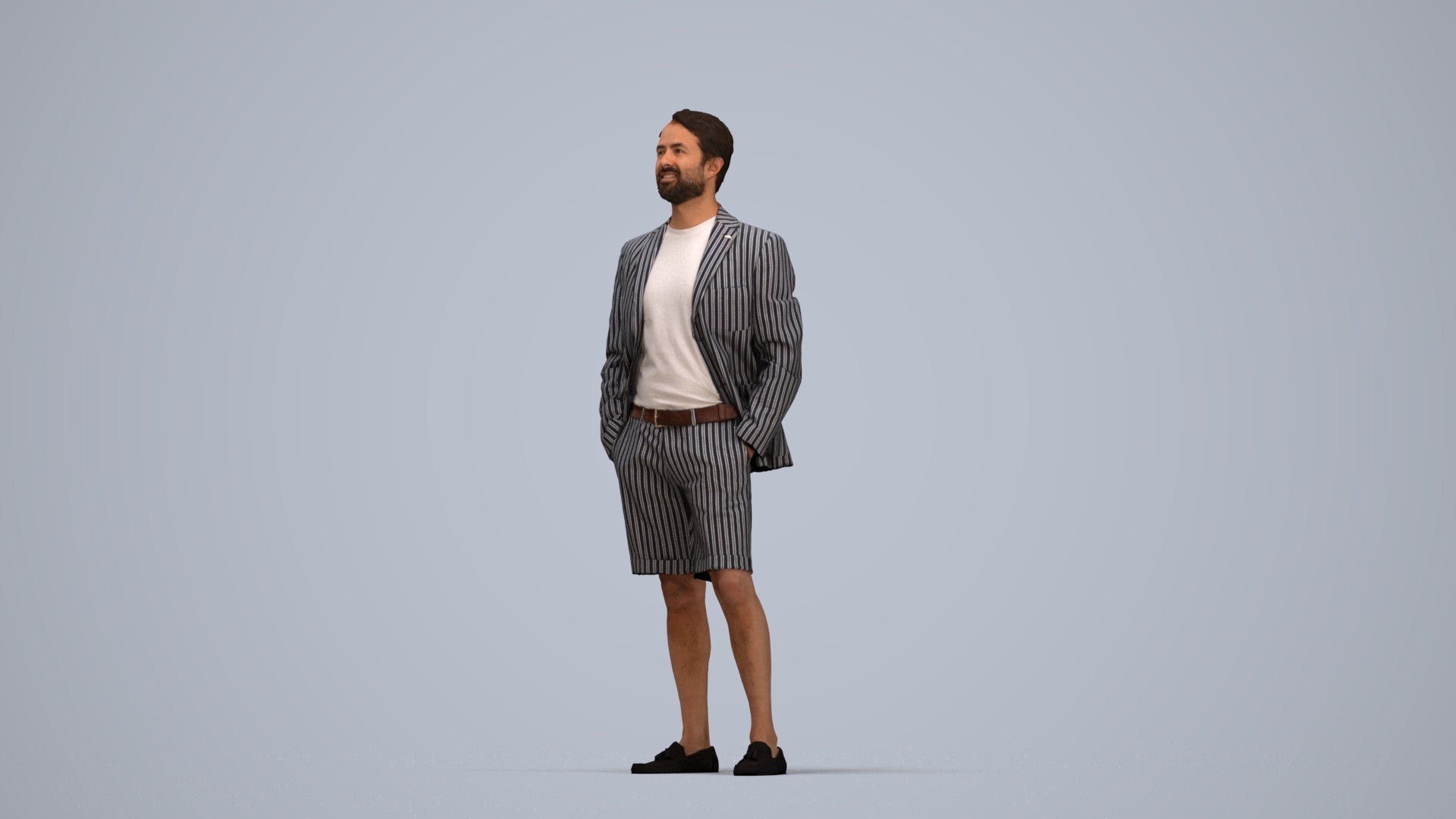 scanned 3D man business standing, photogrammetry people for Enscape and V-Ray, top-down view render