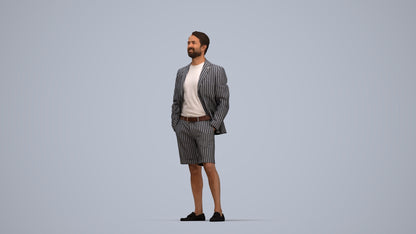 scanned 3D man business standing, photogrammetry people for Enscape and V-Ray, top-down view render