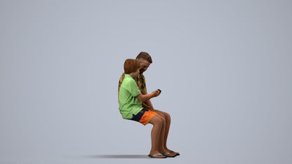 realistic 3D boy kids, scanned archviz people for Blender and 3ds Max, side view render