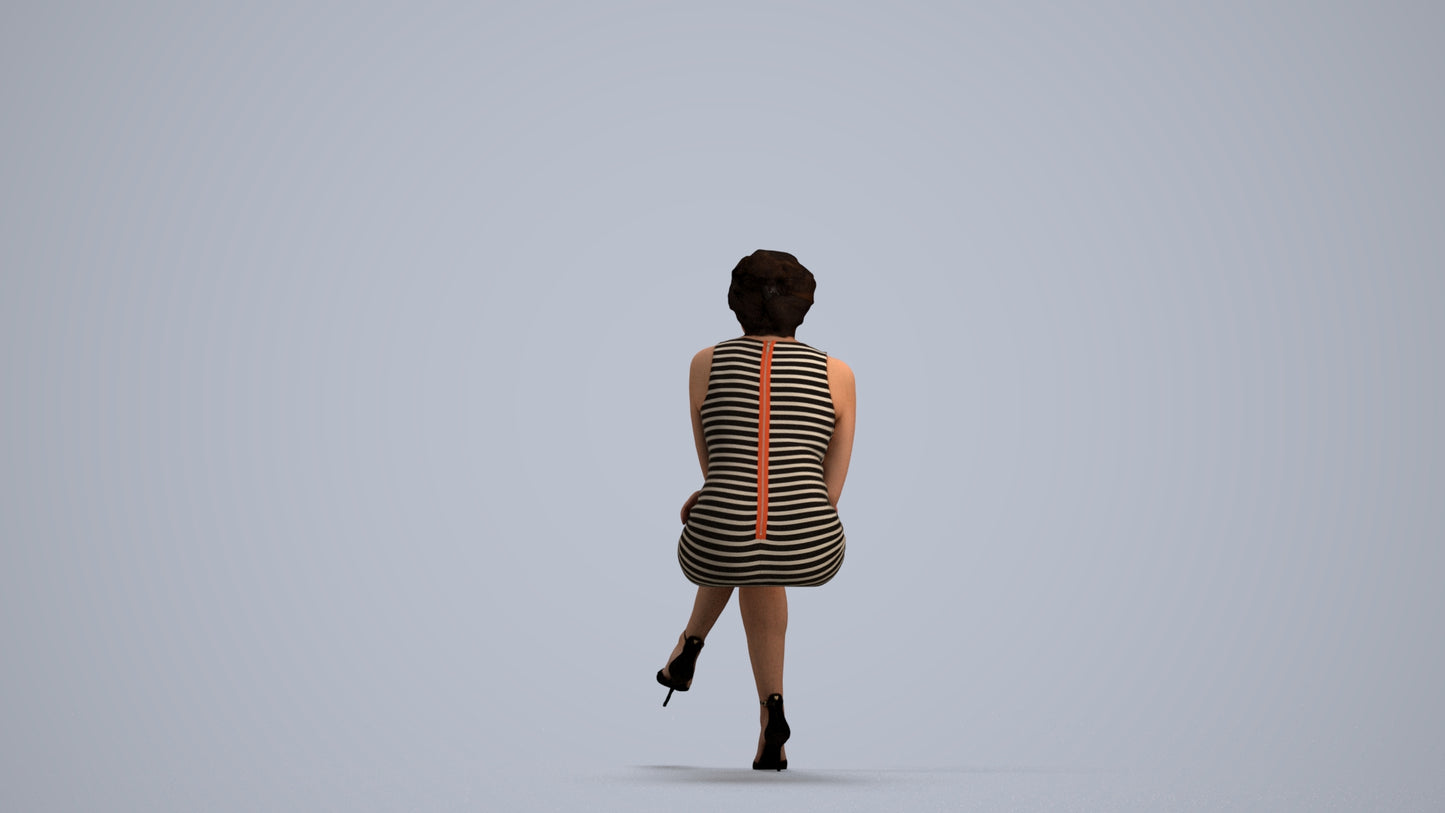 scanned 3D woman casual sitting, photogrammetry people for Enscape and V-Ray, front view render