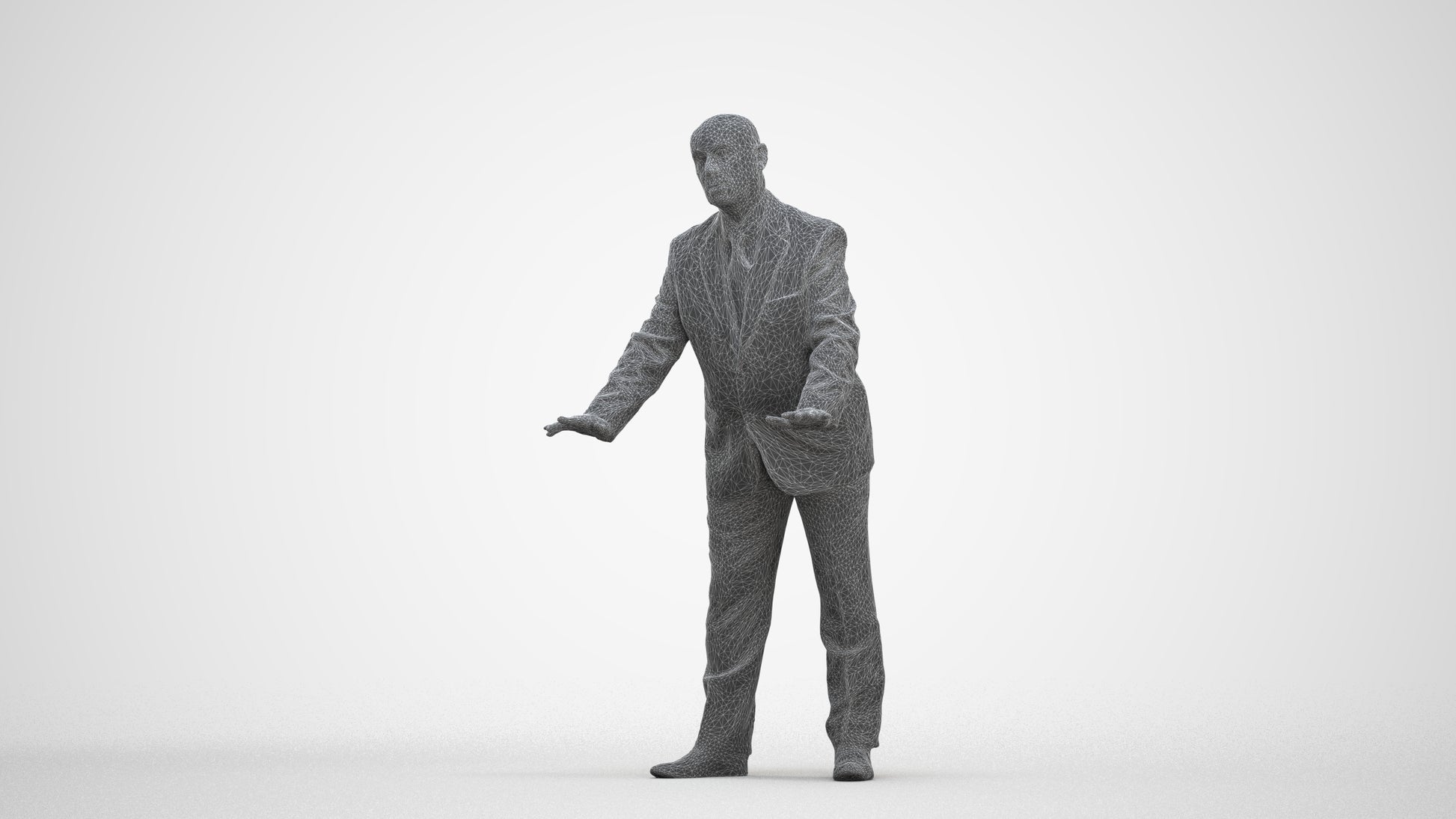 scanned 3D senior man business, photogrammetry people for Enscape and V-Ray, three-quarter front view render