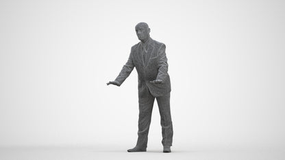 scanned 3D senior man business, photogrammetry people for Enscape and V-Ray, three-quarter front view render