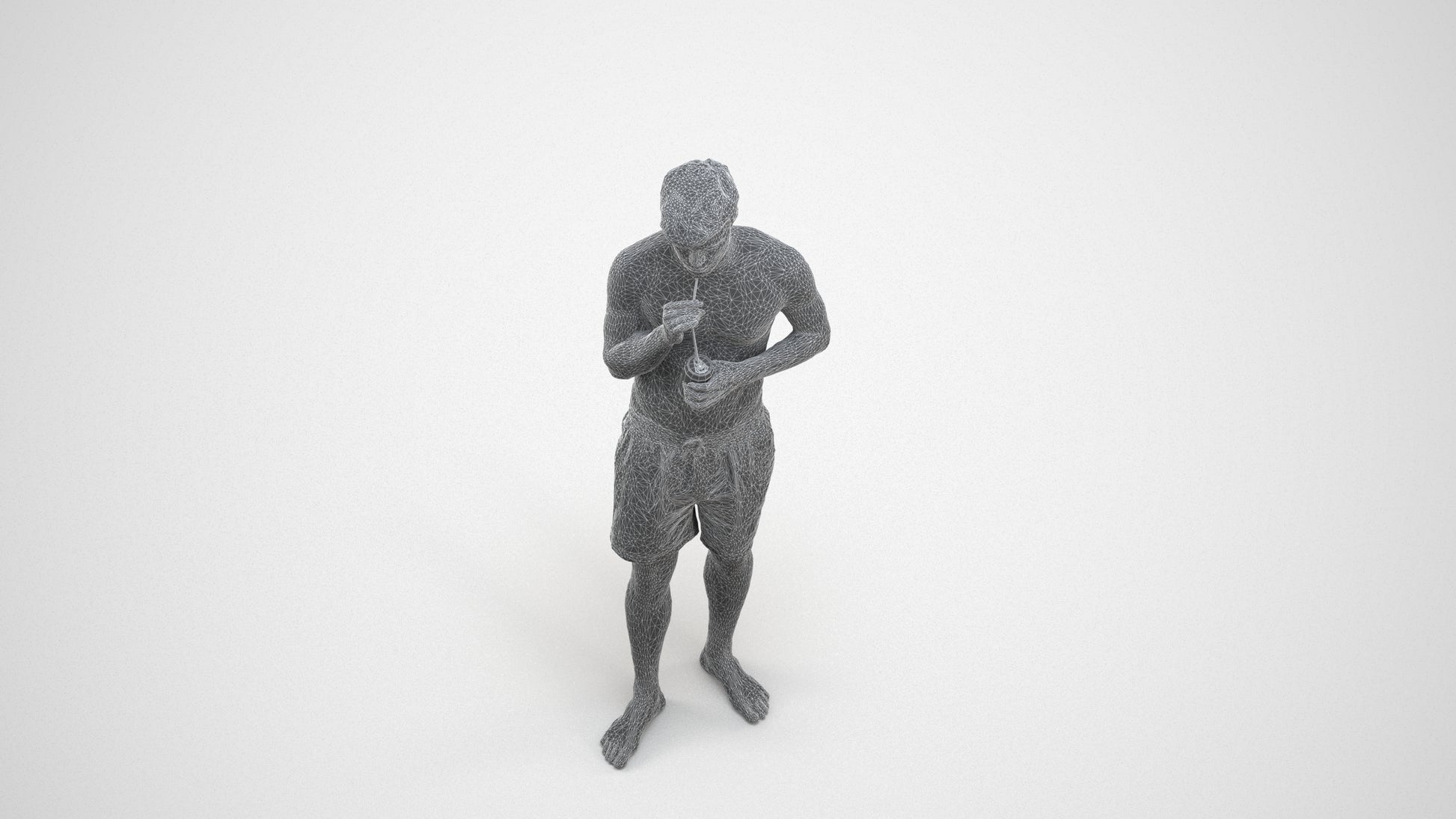 realistic 3D man sport pool, scanned archviz people for Blender and 3ds Max, wireframe three-quarter view