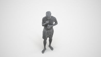 realistic 3D man sport pool, scanned archviz people for Blender and 3ds Max, wireframe three-quarter view