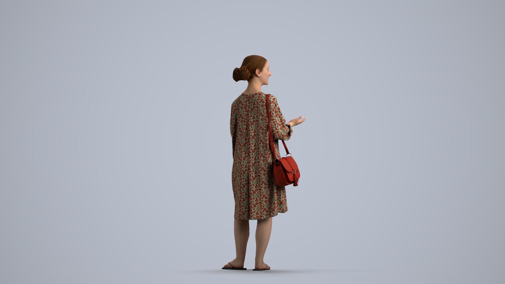 realistic 3D human girl casual kids, archviz people FBX OBJ for Blender, front view render