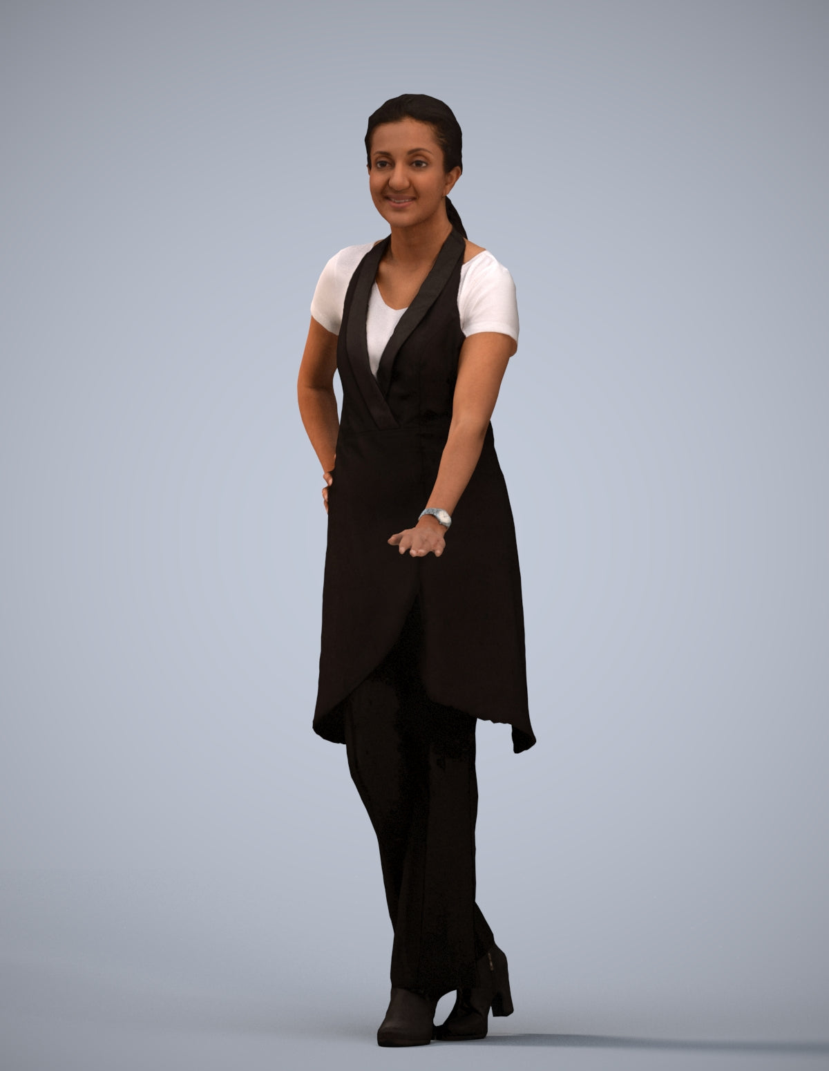 3D people model woman hospitality, scanned human for 3ds Max rendering
