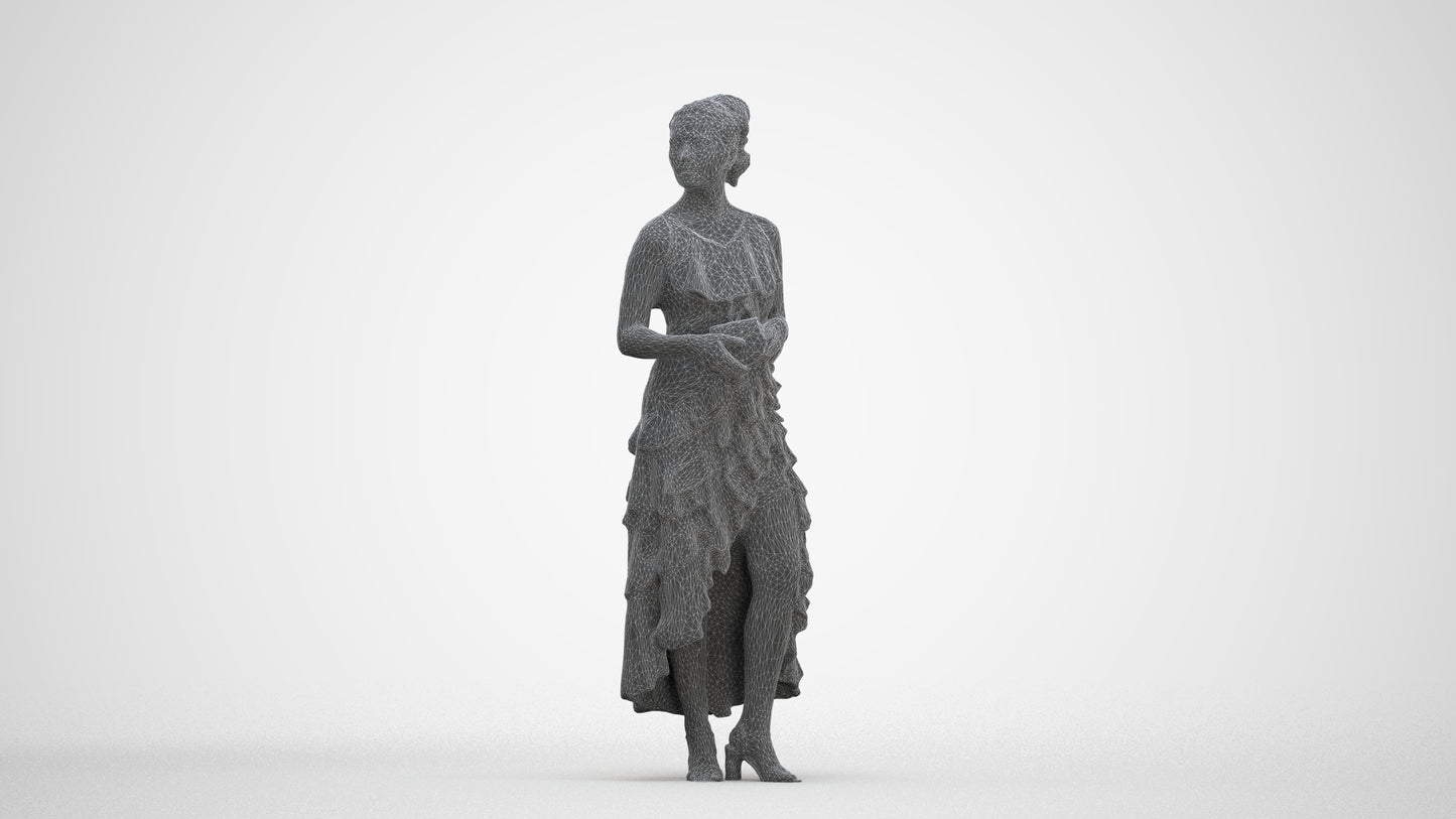 scanned 3D woman formal formalaffairs, photogrammetry people for Enscape and V-Ray, three-quarter front view render