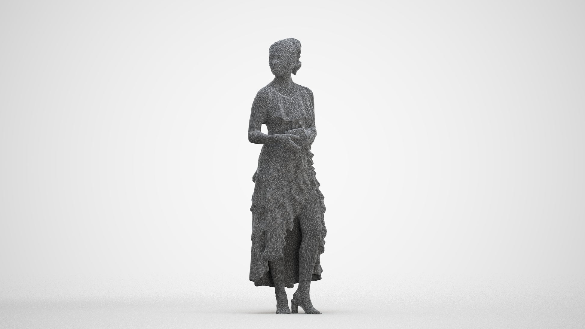 scanned 3D woman formal formalaffairs, photogrammetry people for Enscape and V-Ray, three-quarter front view render