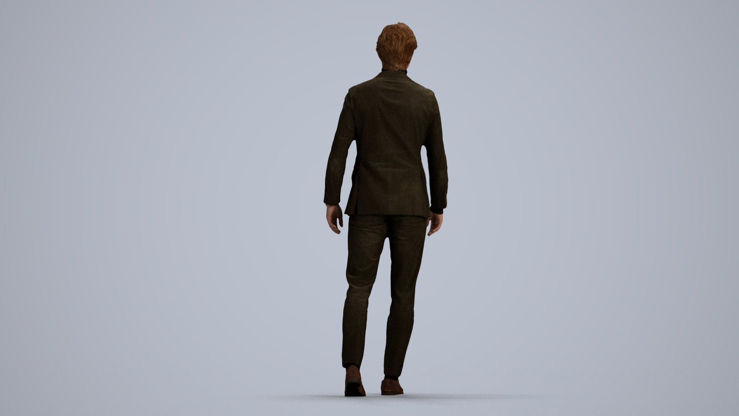 3D people model man business, scanned human for 3ds Max rendering, front view render