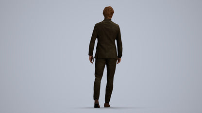 3D people model man business, scanned human for 3ds Max rendering, front view render