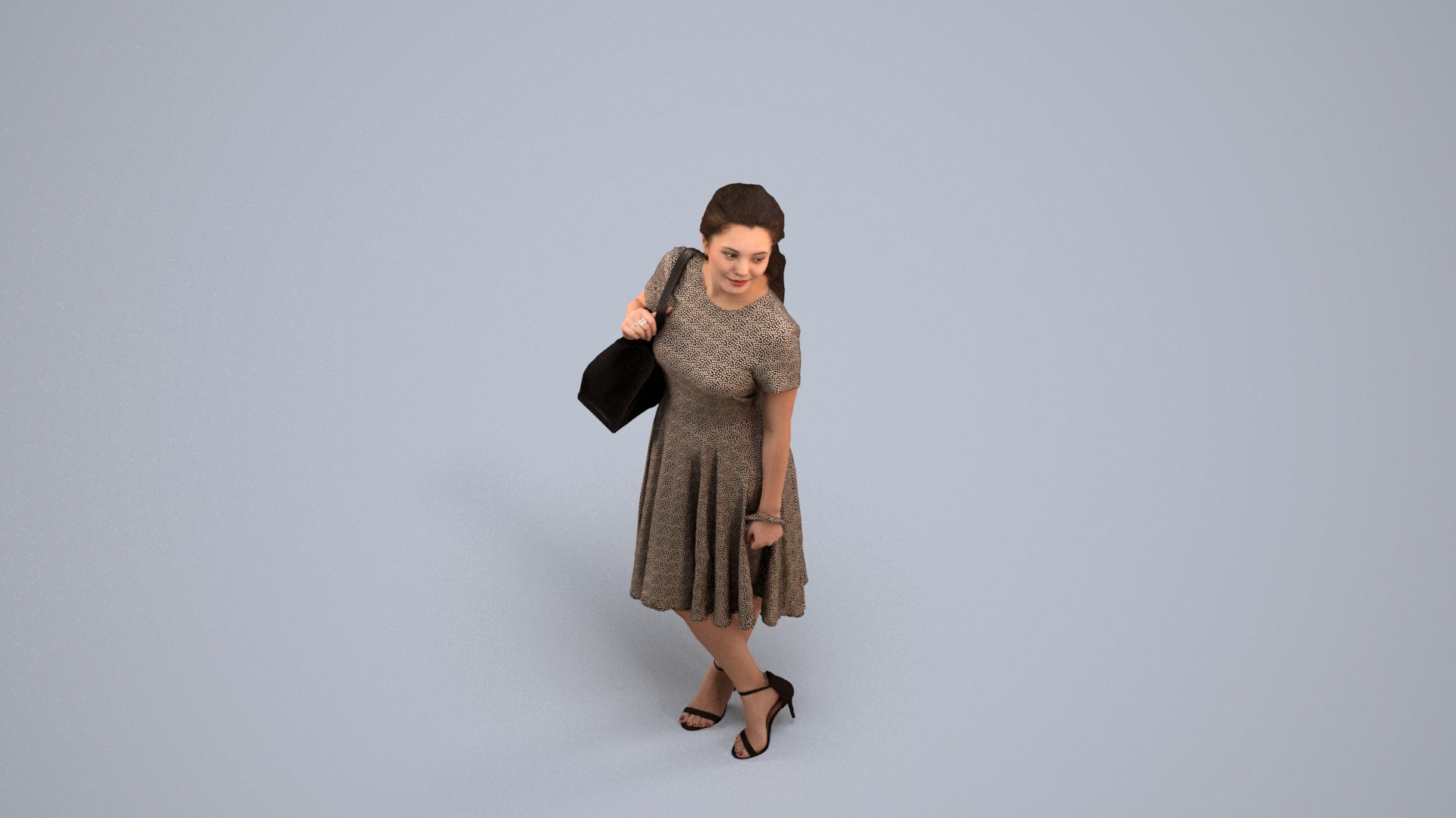 realistic 3D people woman casual standing, render-ready for V-Ray and Corona, FBX OBJ, back view render