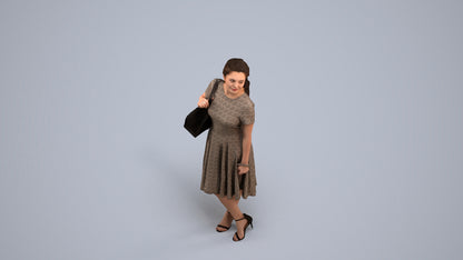 realistic 3D people woman casual standing, render-ready for V-Ray and Corona, FBX OBJ, back view render