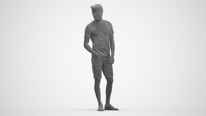 3D scanned man standing casual, photorealistic archviz people for Enscape and SketchUp, three-quarter front view render
