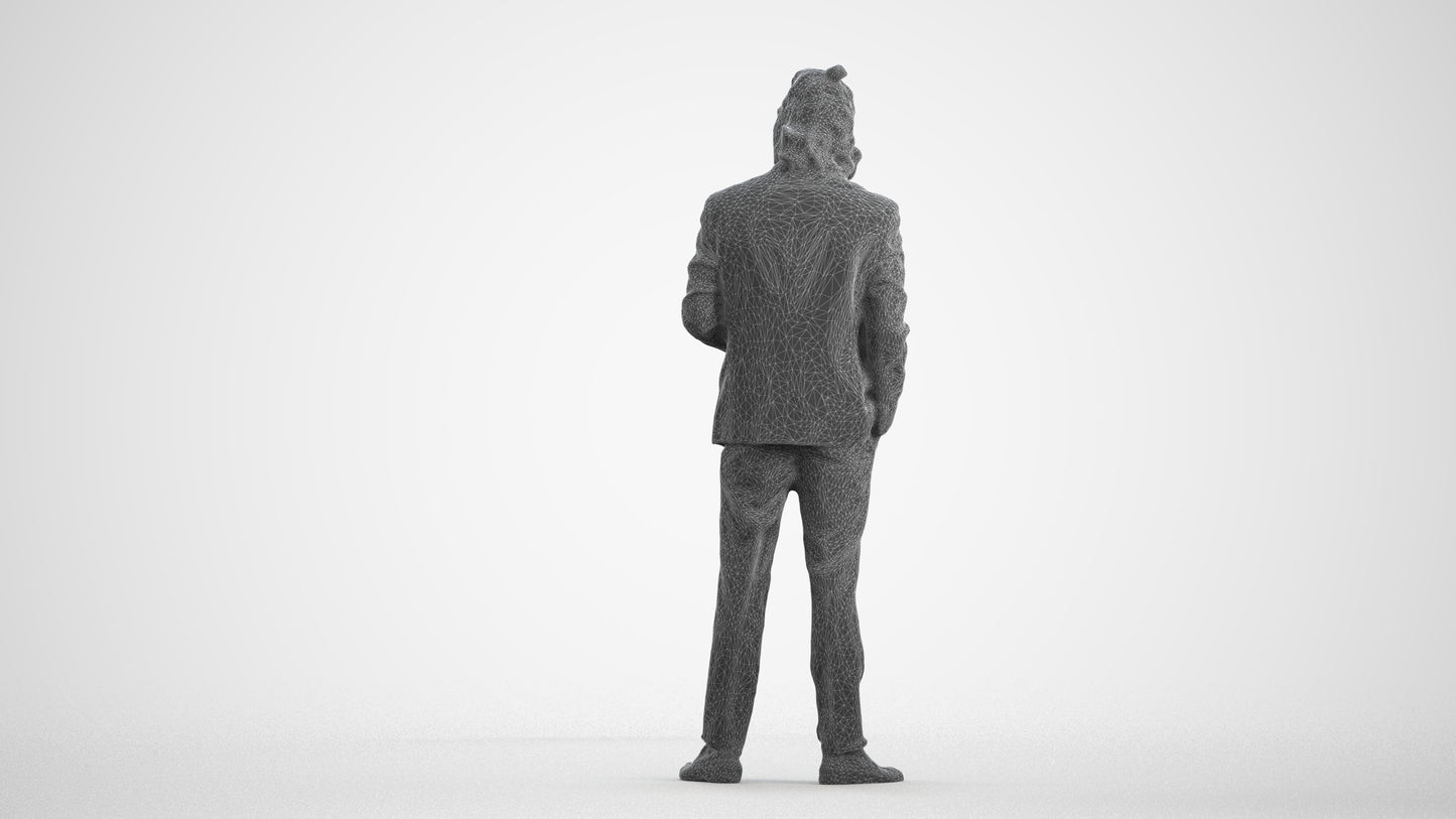 3D human model man formal formalaffairs, photogrammetry scanned person for archviz, wireframe front view