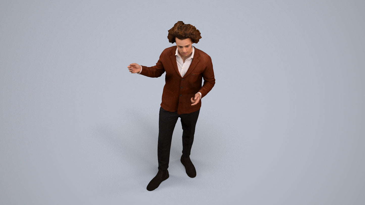 realistic 3D man business, scanned archviz people for Blender and 3ds Max, back view render
